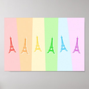 Rainbow Eiffel Torn Poster