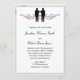 Rainbow Elegance Gay Groom bröllopsinbjudan Inbjudningar