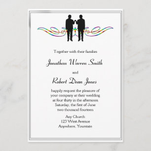 Rainbow Elegance Gay Groom bröllopsinbjudan Inbjudningar