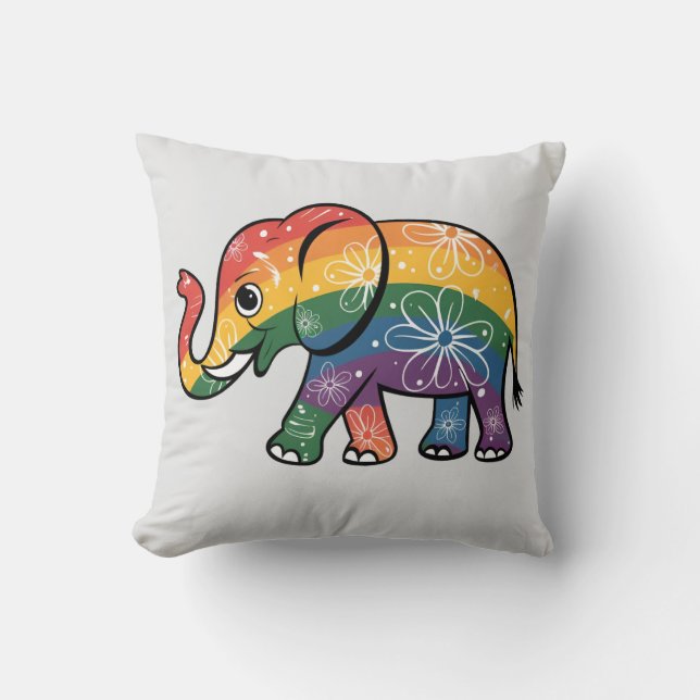 Rainbow Elephant Kudde (Framsida)