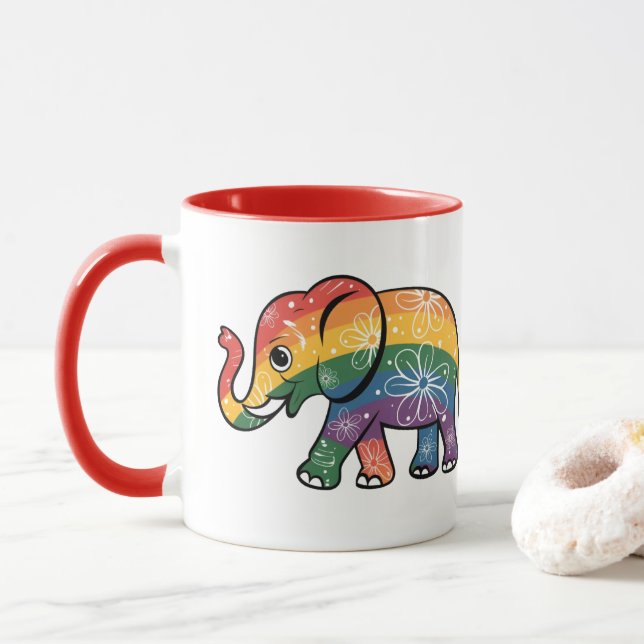 Rainbow Elephant Mugg (Med munk)