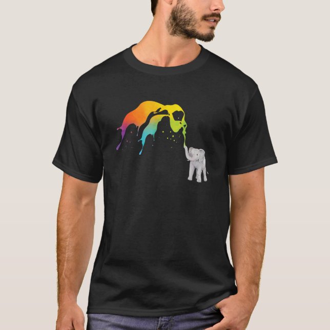 Rainbow Elephant Safari Animal Whisperer Zoology T Shirt (Framsida)