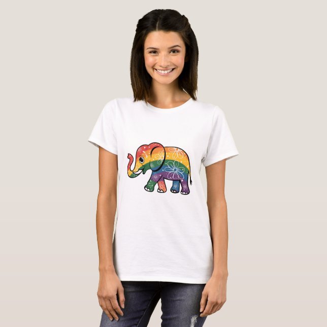 Rainbow Elephant T Shirt (Hel framsida)