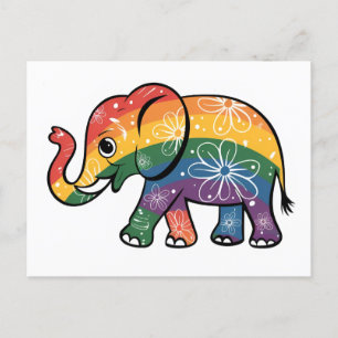 Rainbow Elephant Vykort