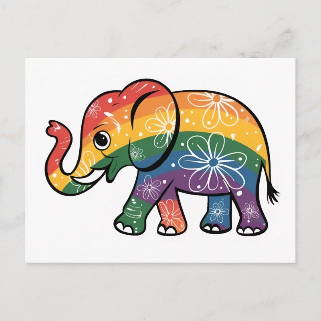 Rainbow Elephant Vykort (Framsida)