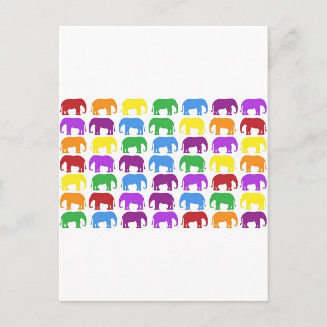 Rainbow Elephants Classy Designer Vykort (Framsida)