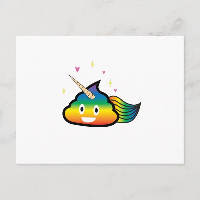 Rainbow Emoji Poop Cute Girl lustig Födelsedagsfes Vykort (Framsida)