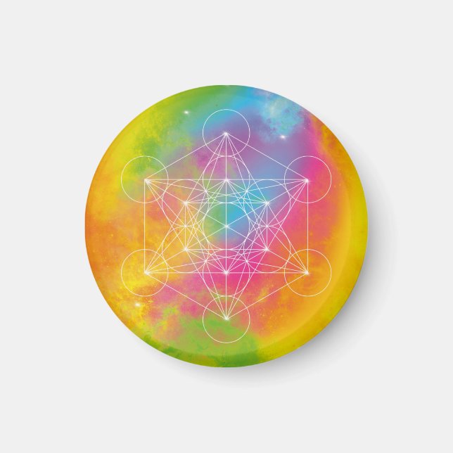 Rainbow Energy – Metatrons kub Helig geometri Magnet (Framsidan)