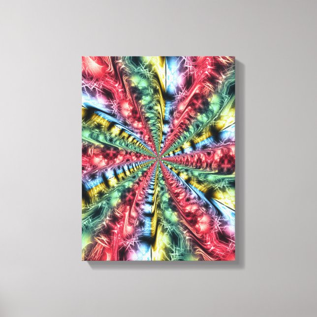 Rainbow Energy Starburst Fractal Art Canvastryck (Framsida)