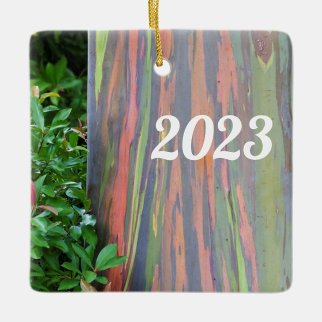 Rainbow Eucalyptus Träd Julgransprydnad Keramik (Framsida)