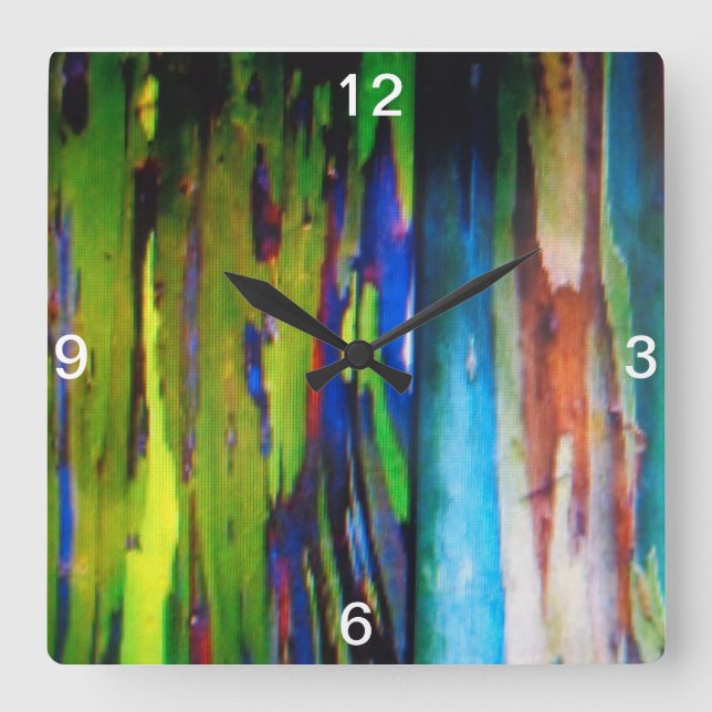 Rainbow eucalyptus Wall Clock Fyrkantig Klocka (Framsida)