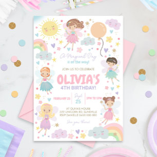 Rainbow Fairy Birthday Call Älvors Rainbows Inbjudningar
