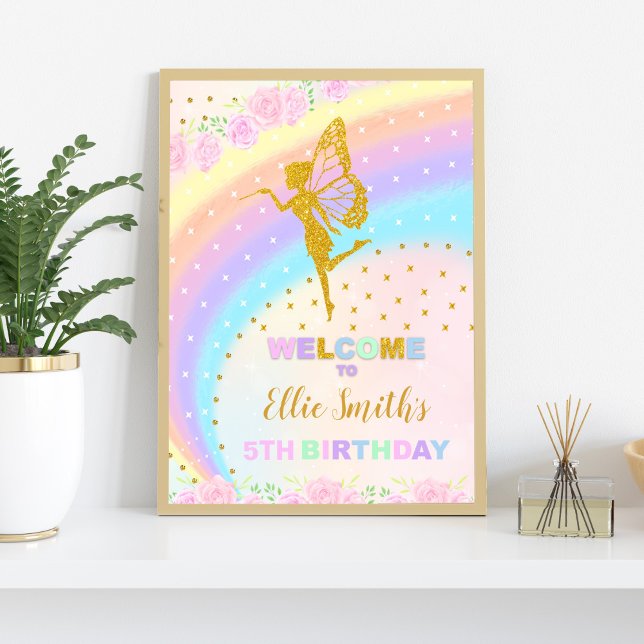 Rainbow Fairy Birthday Welcome Signs Poster (Rainbow Fairy Birthday Welcome Signs)