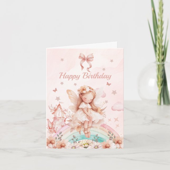 Rainbow Fairy Girl Magic Tekanna Birthday Inbjudan (Framsida)