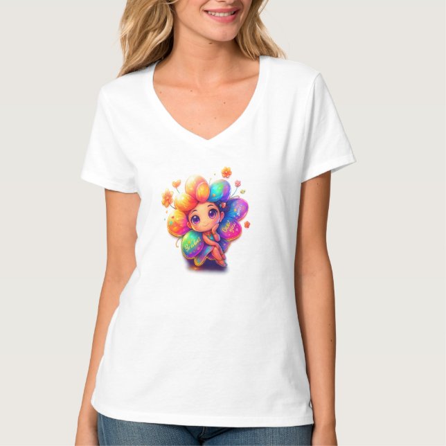 Rainbow Fairy Graphic Tee - Cute & Colorful Shirt (Framsida)