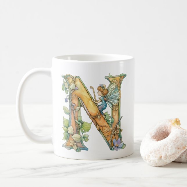 Rainbow Fairy Initial 'N' Kaffemugg (Med munk)