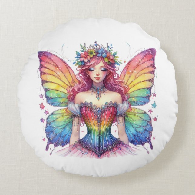rainbow fairy rund kudde (Framsidan)