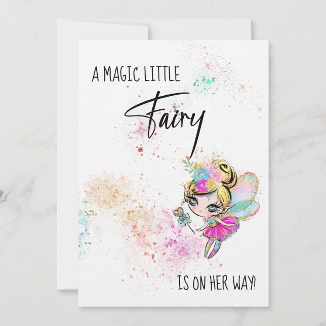 *~* Rainbow Fairy Sweet Baby Shower-inbjudan Inbjudningar (Framsida)