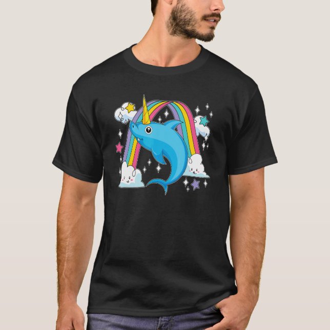 Rainbow Fairytale Ocean Animal Sharkicorn Unicorn T Shirt (Framsida)