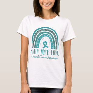 Rainbow Faith Hope Kärlek Cervical Cancer Awarenes T Shirt