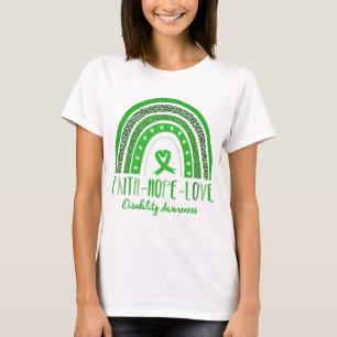 Rainbow Faith Hope Kärlek Disability Awareness T Shirt