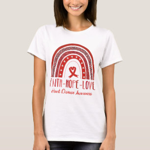 Rainbow Faith Hope Kärlek Heart Disease Awareness T Shirt