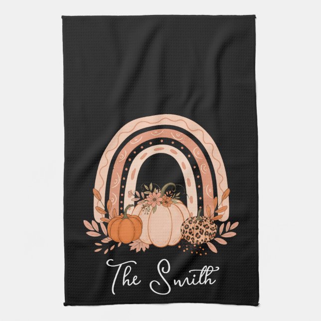 Rainbow Fall Pumpkins Kitchen |HöstThanksgiving Kökshandduk (Vertikal)