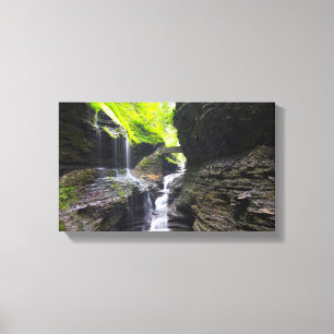 Rainbow Falls & cascade, Watkins Glen, New York Canvastryck