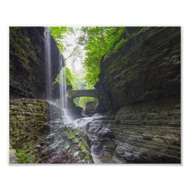 Rainbow Falls & cascade, Watkins Glen, New York Fototryck (Framsidan)