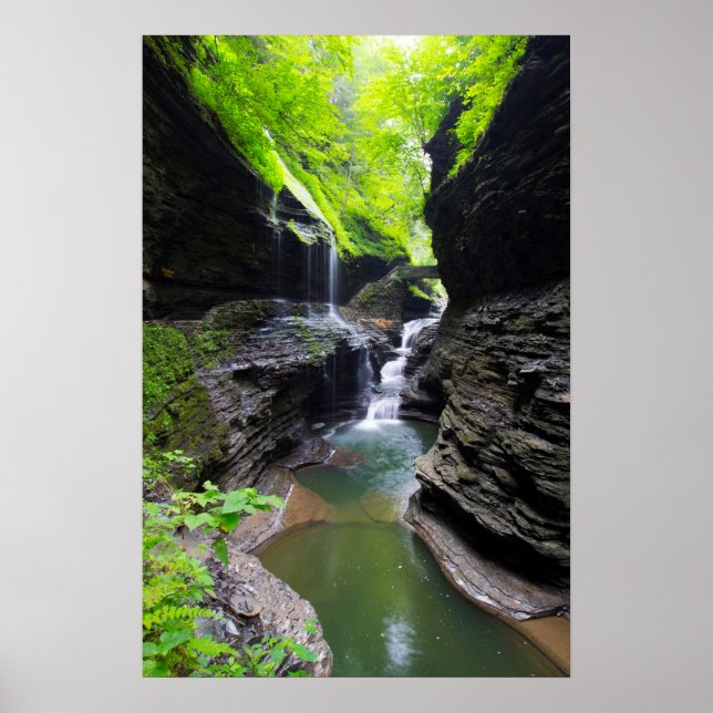 Rainbow Falls & cascade, Watkins Glen, New York Poster (Framsidan)