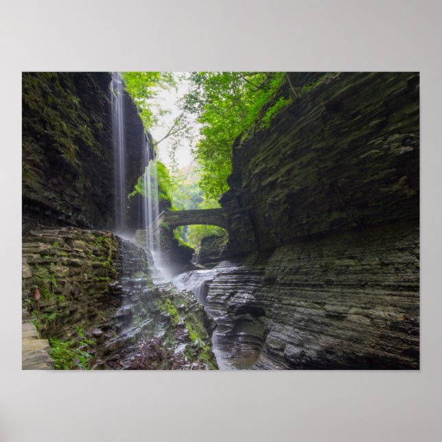 Rainbow Falls & cascade, Watkins Glen, New York Poster (Framsidan)