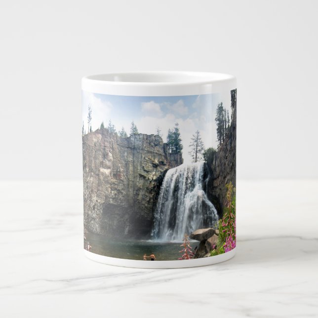 Rainbow Falls Waterfall - Djävulen Postpile - Sier Jumbo Mugg (Framsidan)