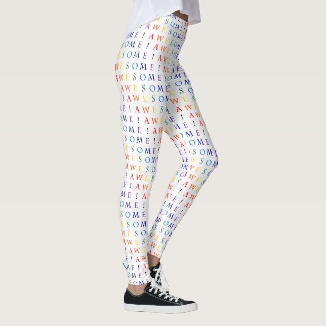 Rainbow Fantastisk Typography Mönster Leggings (Höger)