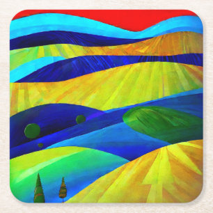 Rainbow Fantasy Backe liggande Underlägg Papper Kvadrat