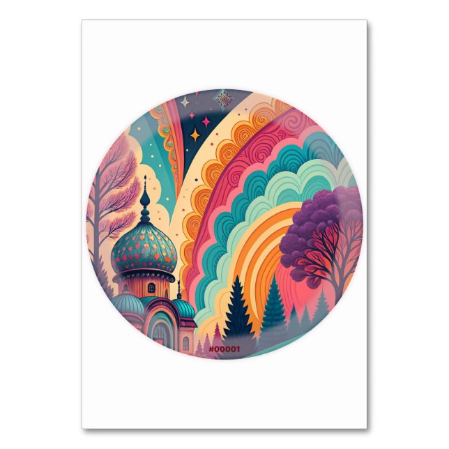 Rainbow Fantasy Dome Bord Card - Anpassade Bordsnummer (Framsidan)