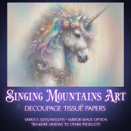 Rainbow Fantasy Unicorn Portrait Craft Decoupage