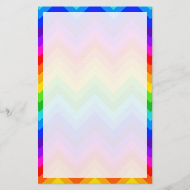 Rainbow Färg #2 Large Chevron ZigZag Mönster Brevpapper (Framsida)