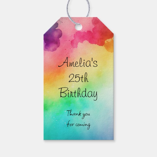 Rainbow Färg Abstract Design Birthday Favor Presentetikett (Framsidan)