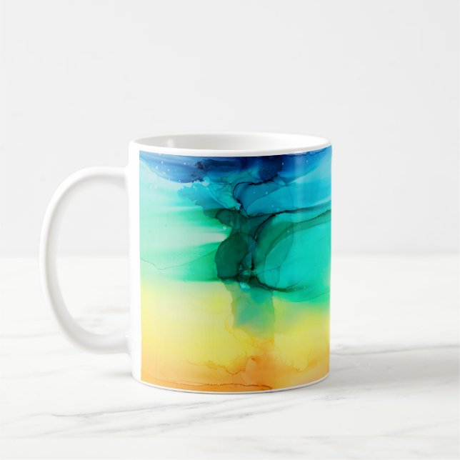 Rainbow färg, abstrakt akrylblandning. kaffemugg (Vänster)