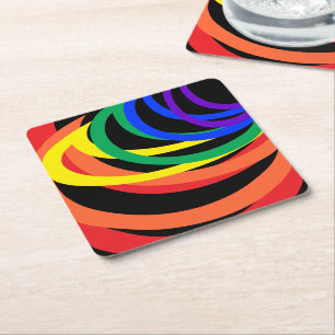 Rainbow Färg Abstrakt Crescent Papper Underlägg Kvadrat