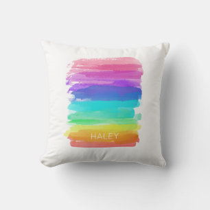 Rainbow Färg Artist Brushstrokes NAMN Home Decor Kudde