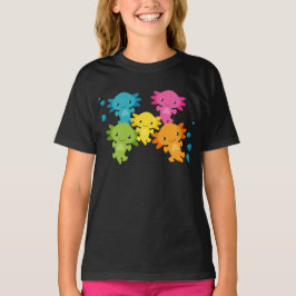 Rainbow Färg Axolotl Family Youth Girls Shirt T Shirt