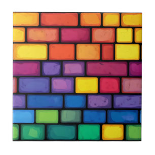 Rainbow Färg Brick Mönster Kakelplatta
