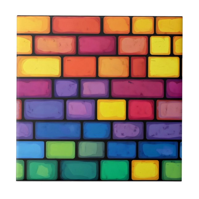 Rainbow Färg Brick Mönster Kakelplatta (Framsidan)