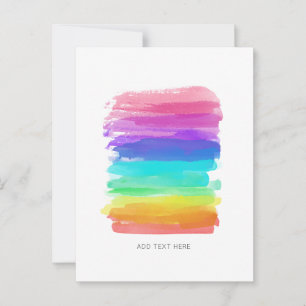 Rainbow Färg Brushstrokes Anpassningsbar Text Stat Vykort