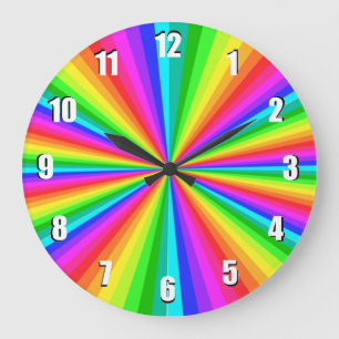 Rainbow Färg Burst Rainbow Wall Clock Stor Klocka