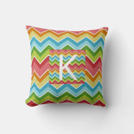 Rainbow färg chevron mönster Monogram Kudde