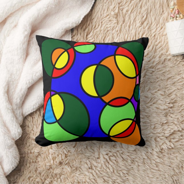 Rainbow färg circles kudde (Filt)