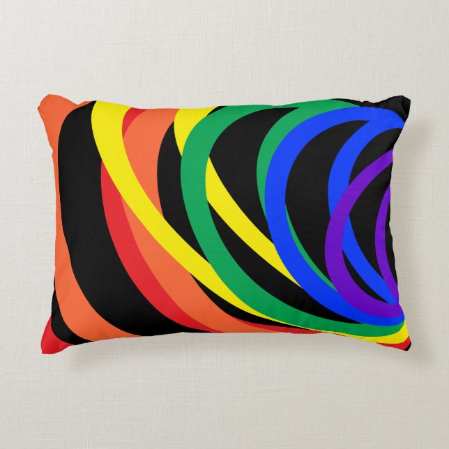 Rainbow Färg Crescent Abstrakt accent Pillow Prydnadskudde (Framsidan)