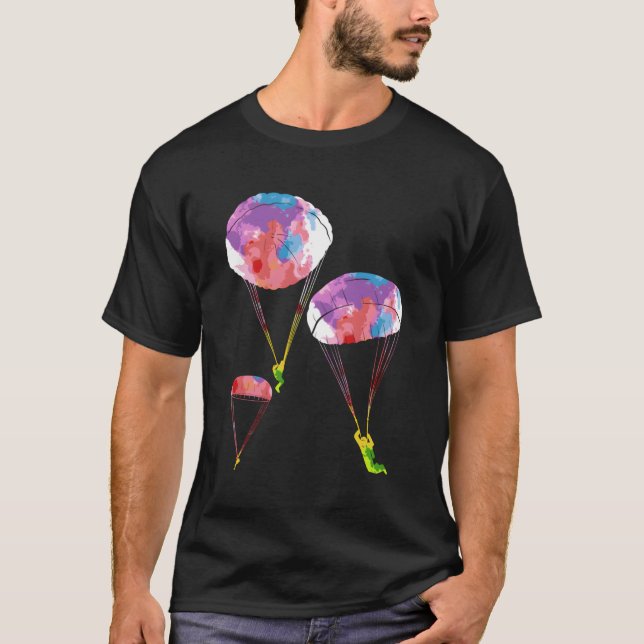 Rainbow Färg Fallskärm Skydiving Skydiver T Shirt (Framsida)